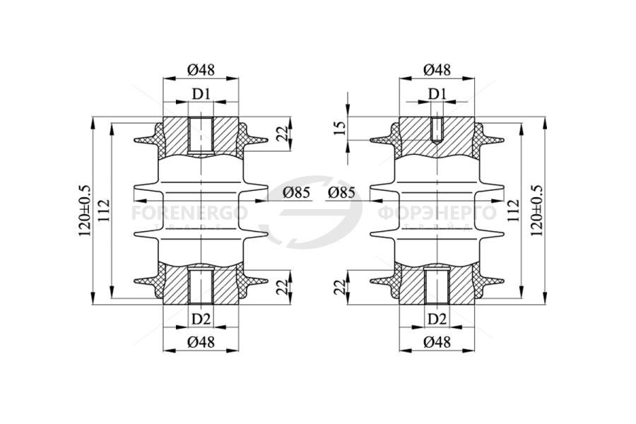 Изоляторы опорные полимерные типа ОСК на напряжение 3 кВ